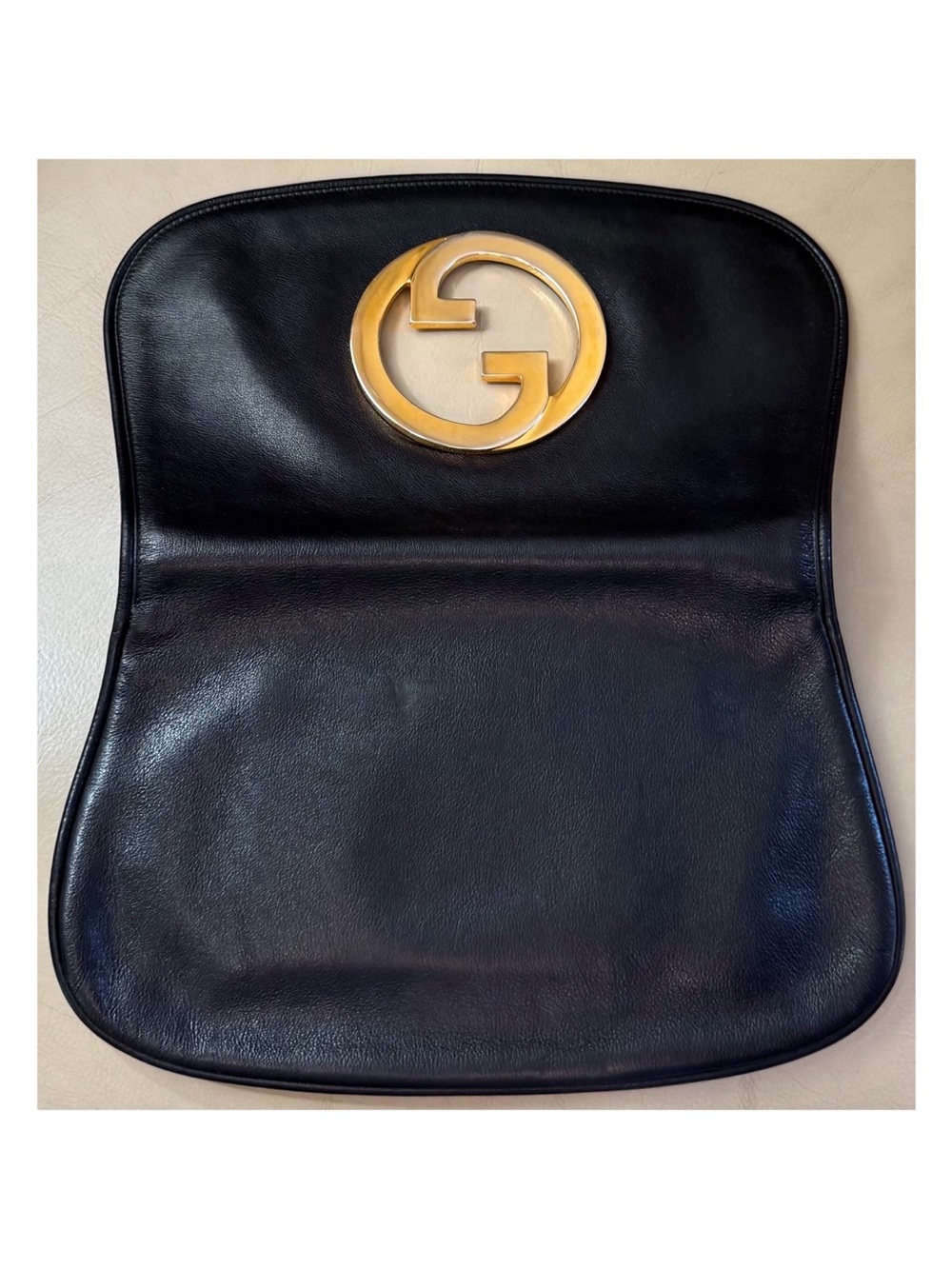 Authentic Vintage Gucci GG Blondie Black Leather Flap Clutch - Picture 2 of 8